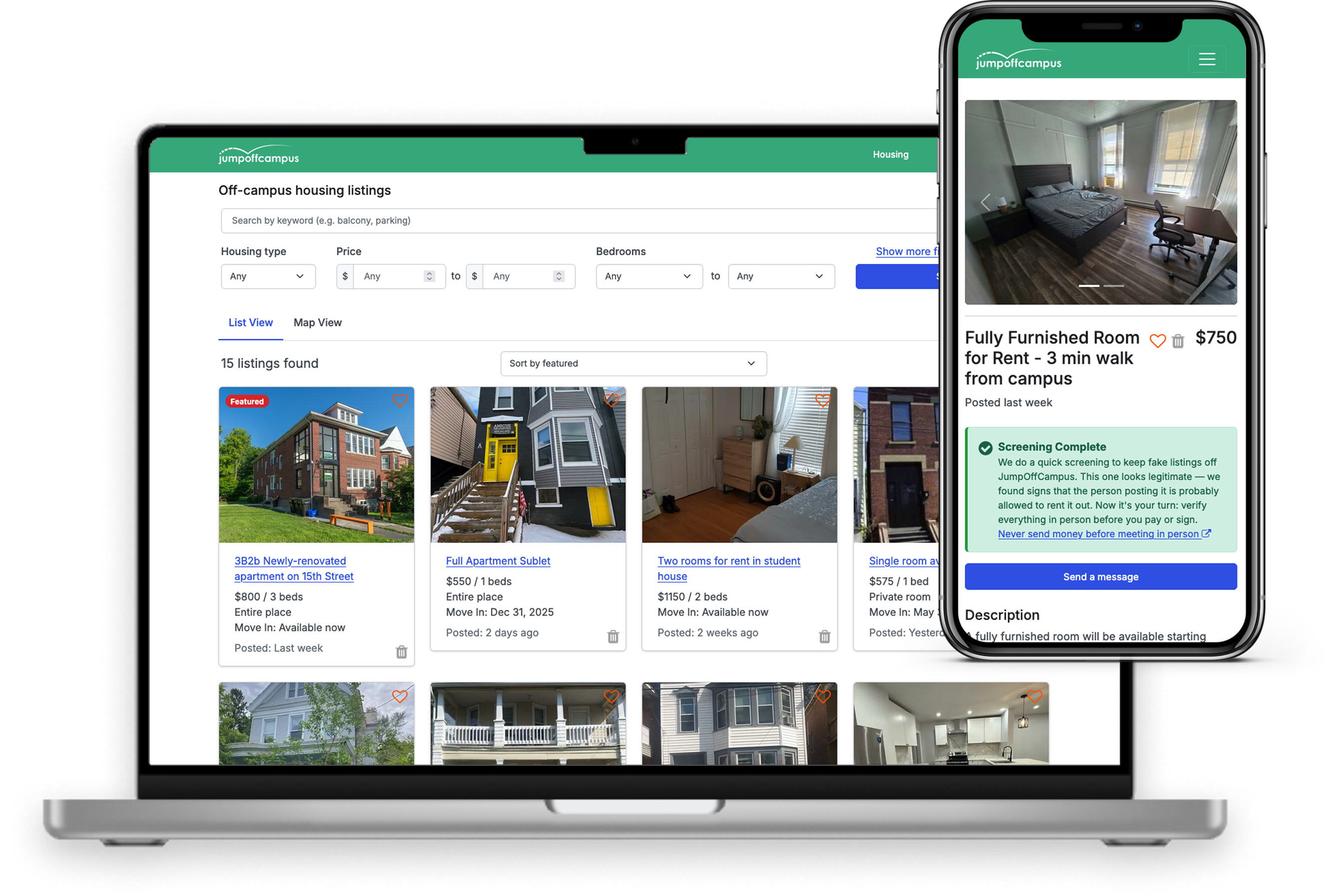 Laptop and Mobile Devices Showing JumpOffCampus Platform